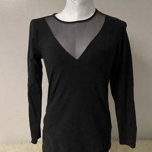 TORRID Size 2 Long Sleeve Black Top with Mesh Neckline